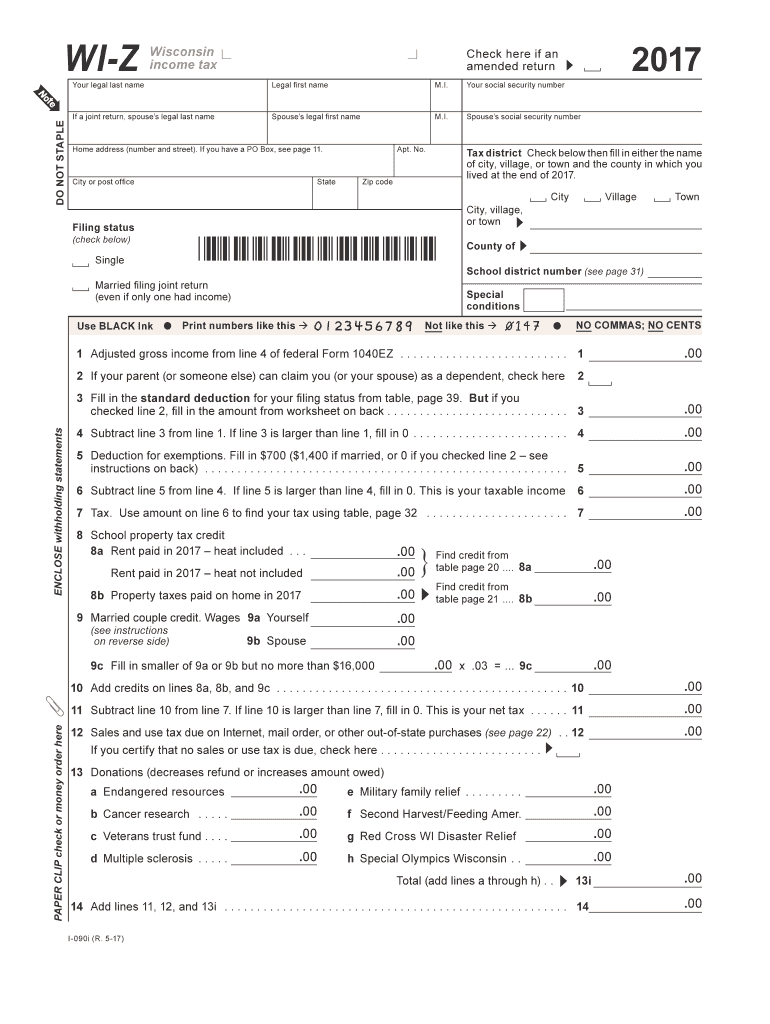 2017 2025 Form WI DoR WI Z Fill Online Printable Fillable Blank PdfFiller