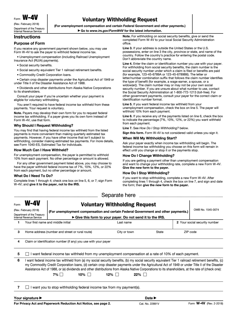 2018 2025 Form IRS W 4V Fill Online Printable Fillable Blank PdfFiller