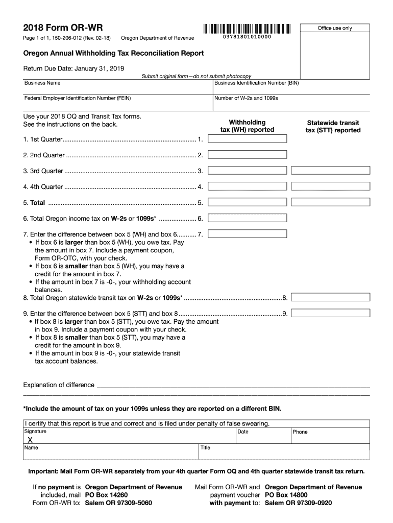 2018 2025 Form OR OR WR Fill Online Printable Fillable Blank PdfFiller