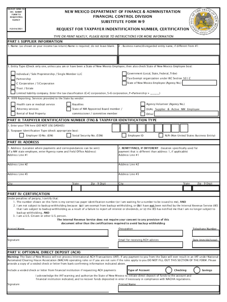 W9 Form 2025 Fillable Printable