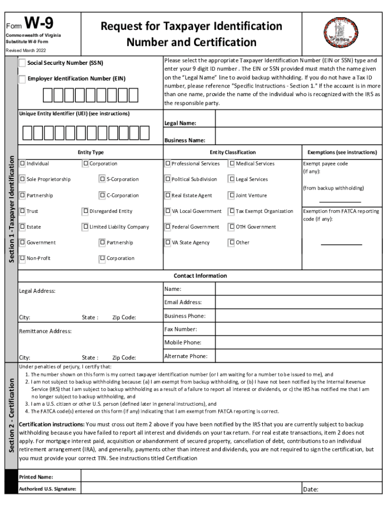 W9 Form 2025 Pdf Fillable Free