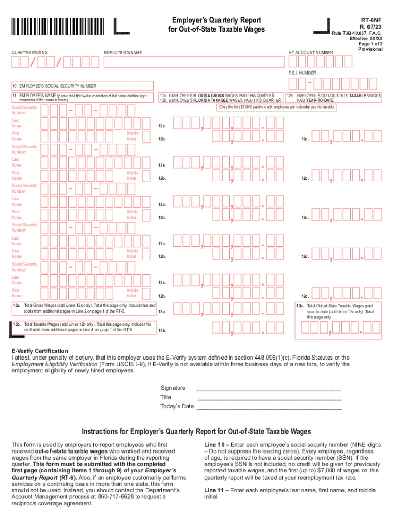 2023 2025 Form FL RT 6NF Fill Online Printable Fillable Blank PdfFiller