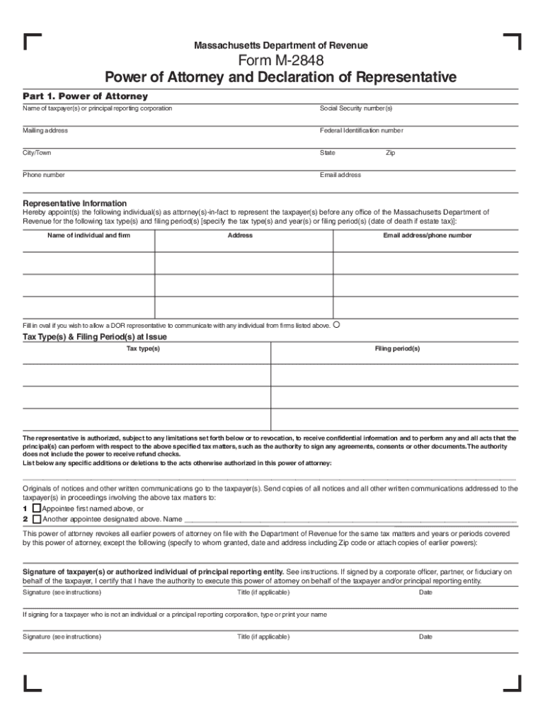 2023 2025 Form MA DoR M 2848 Fill Online Printable Fillable Blank PdfFiller