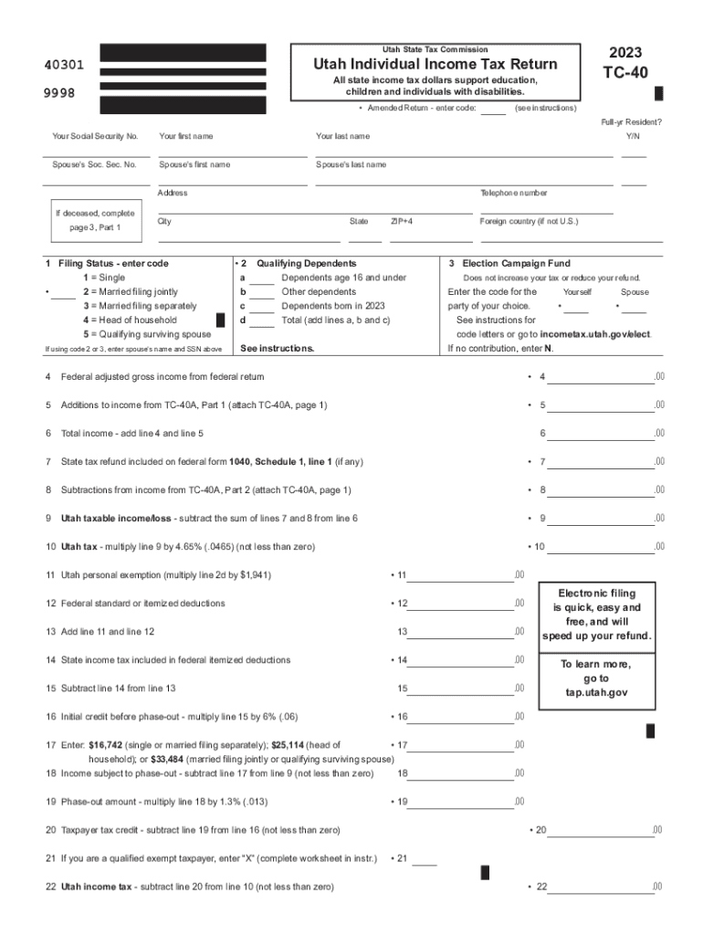 2023 2025 Form UT TC 40 Fill Online Printable Fillable Blank PdfFiller