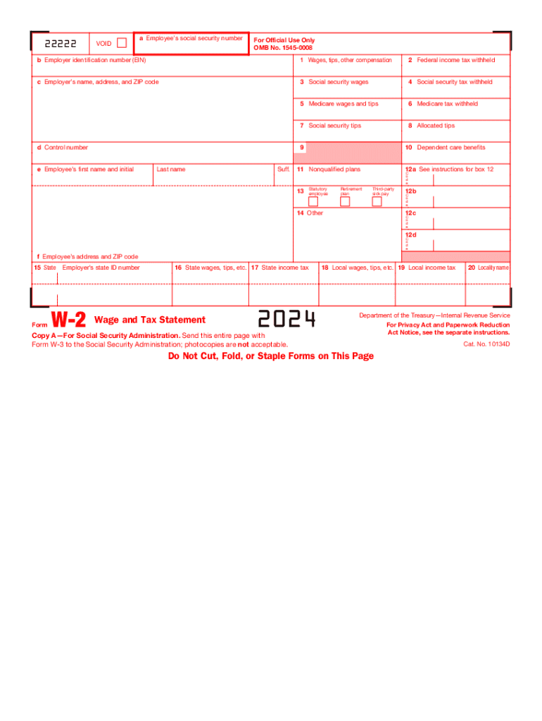 2024 Form IRS W 2 Fill Online Printable Fillable Blank PdfFiller