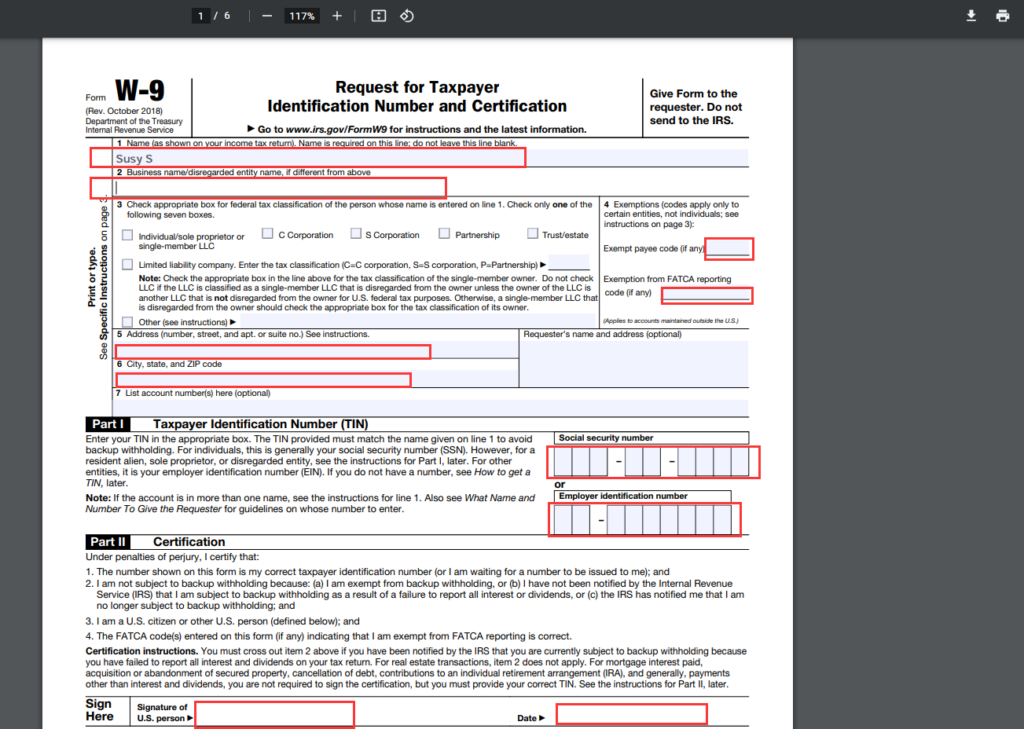 Fillable W9 2025 Form