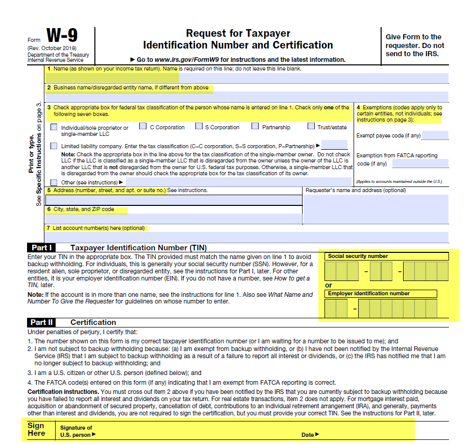 W9 Tax Form 2025