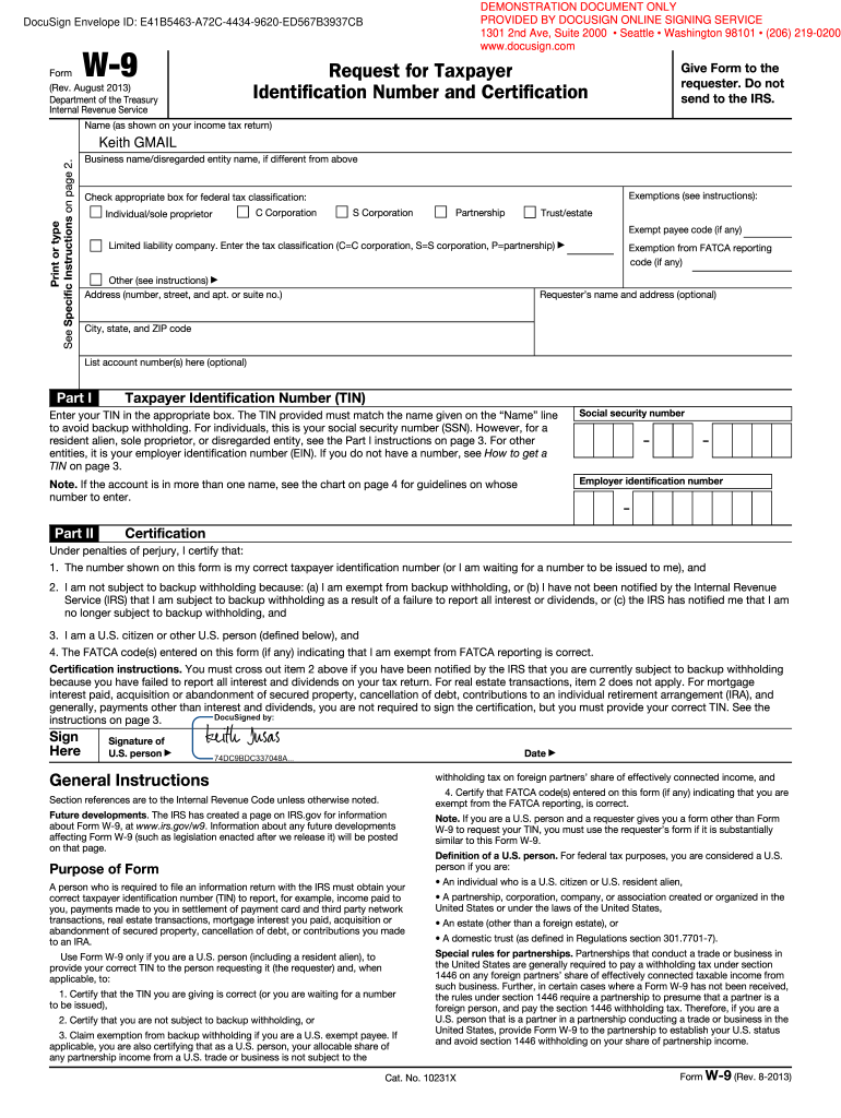 Free Fillable W9 With Electronic Signature Fill Out Sign Online DocHub