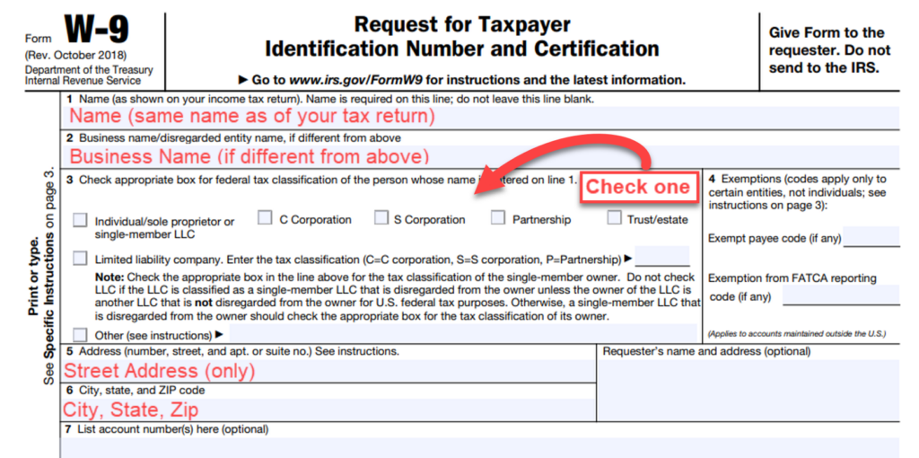 W9 Tax Form Blank Printable