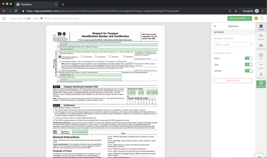 Free Online W9 Form 2025