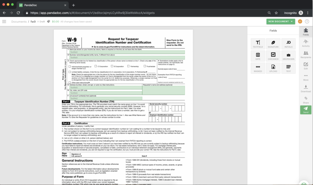 Free W9 Form 2025 Online