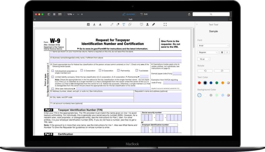 W9 Form Fillable Printable