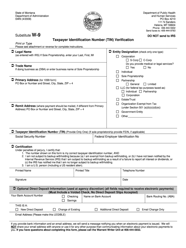 Montana W9 Fill Out Sign Online DocHub