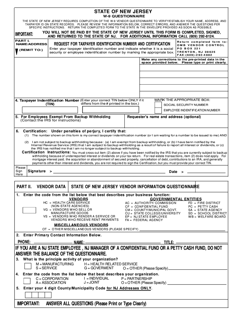 Nj W9 Fill Out Sign Online DocHub