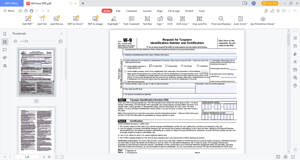 W9 Form Printable 2025