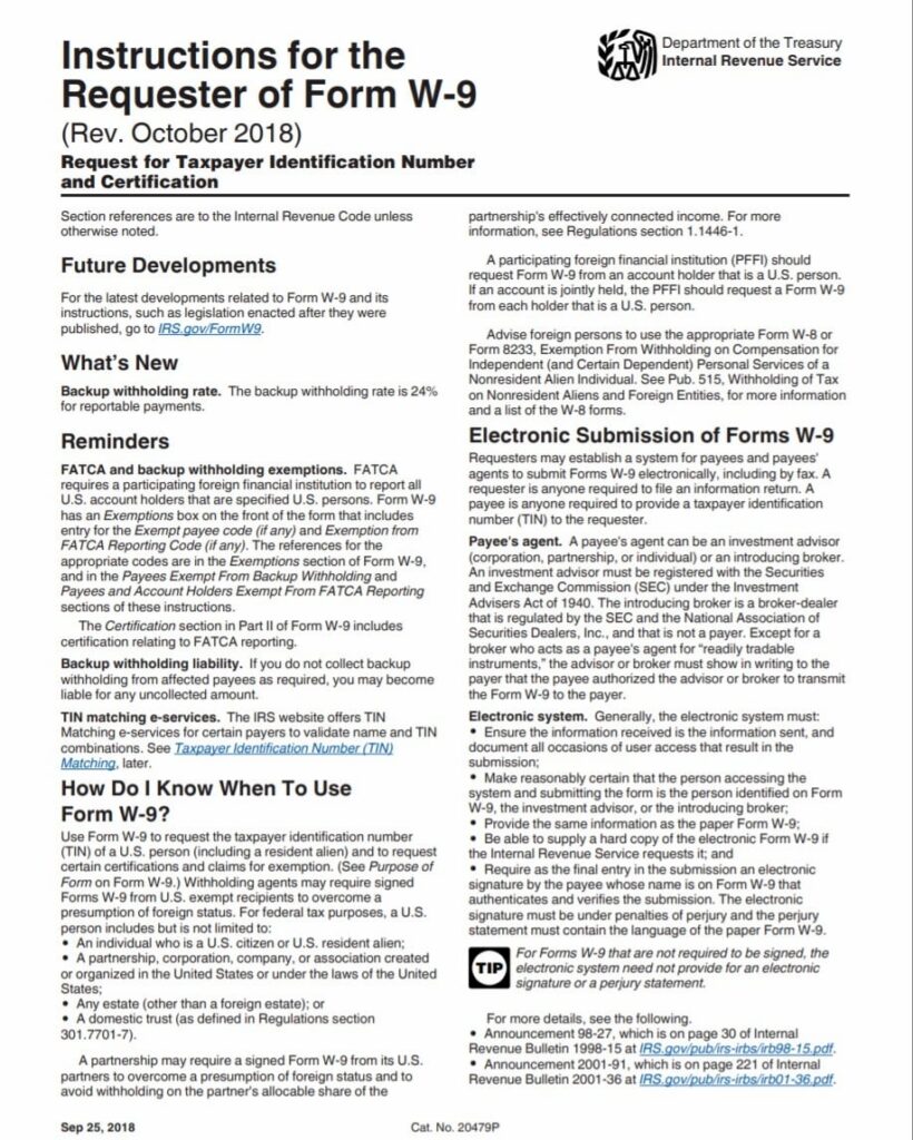 W9 Printable Tax Form