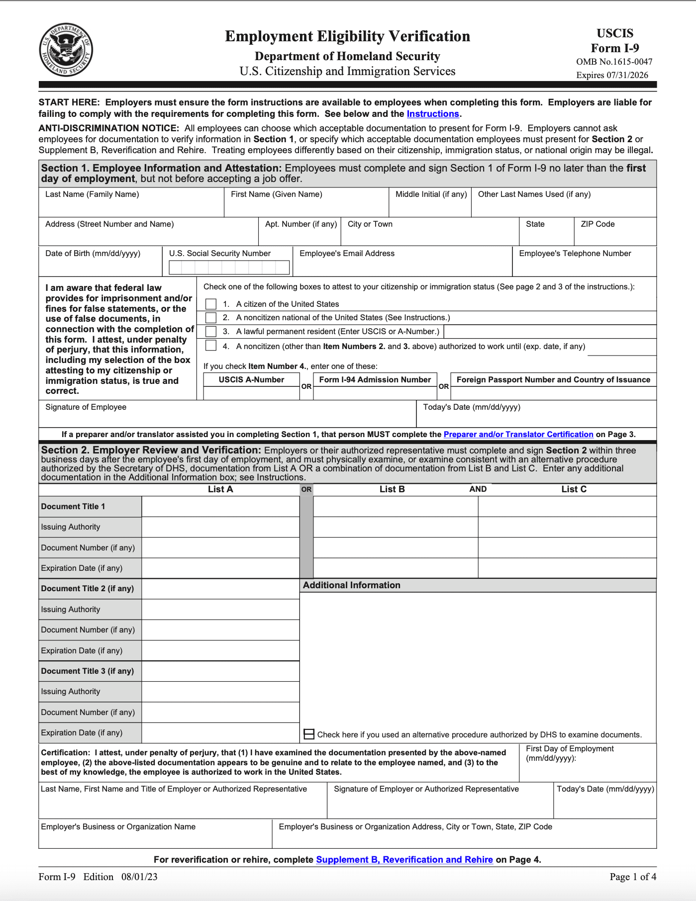 What Is Form 1 9 Employment Eligibility Verification 