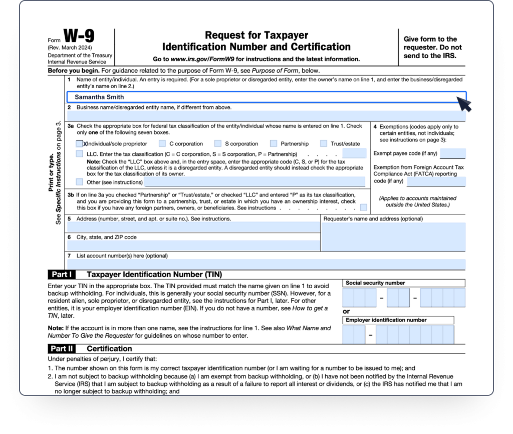 Free Printable W9 Blank Form